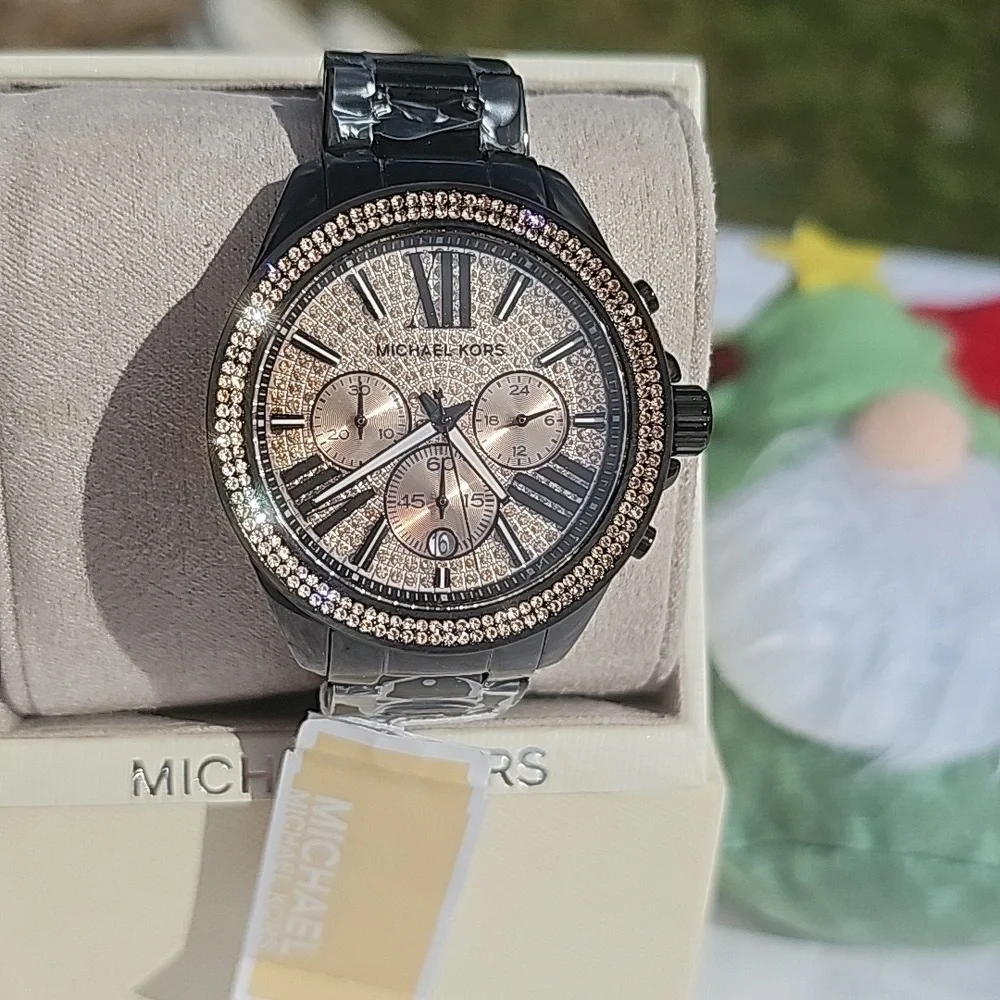 NWT BLACK n ROSE GOLD 42mm MICHAEL KORS WATCH